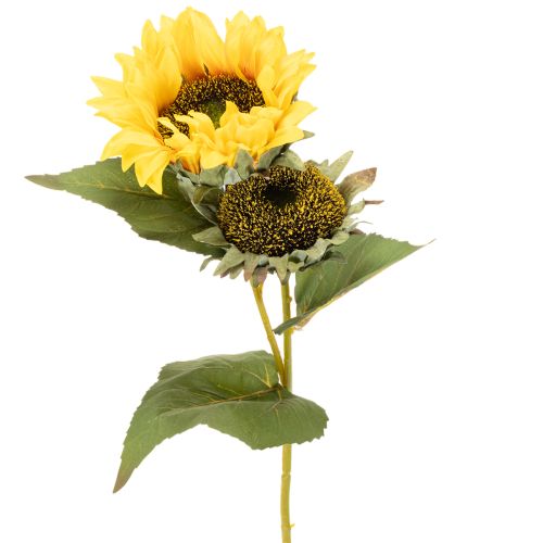 Artículo Girasol artificial con hojas y flores realistas, 58 cm, 3 piezas