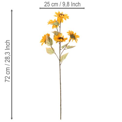 Girasol artificial, decoración realista, 72 cm, 2 piezas | Floristik24.es