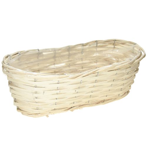 Floristik24 Cesta para plantas de mimbre blanco lavado, 38×18×12 cm