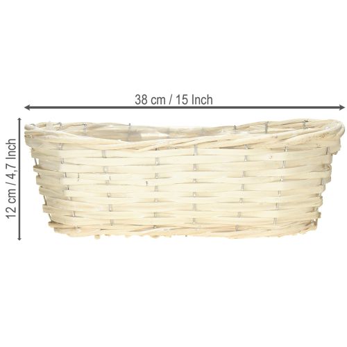 Artículo Cesta para plantas de mimbre blanco lavado, 38×18×12 cm
