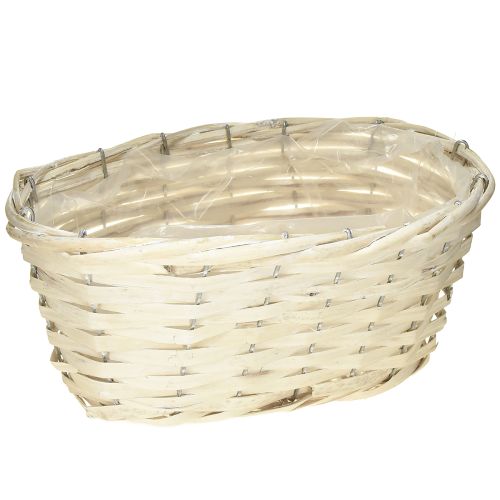 Cesta de mimbre para patatas fritas blanca lavada natural 29×18×14cm