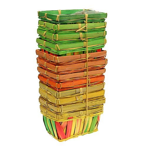 Floristik24 Cesta Span cuadrada multicolor 15cm 12uds