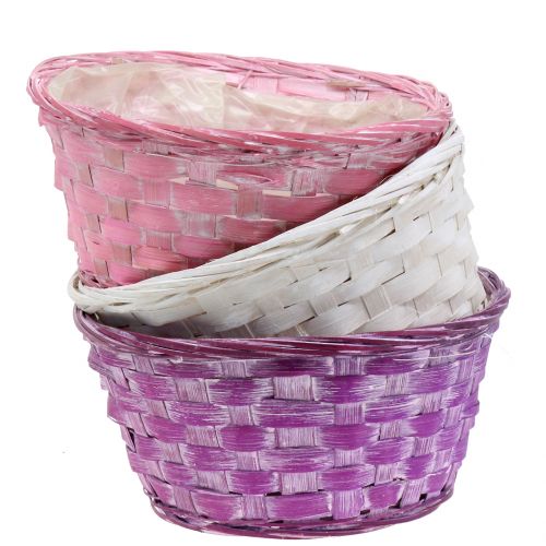 Floristik24 Bol para chips redondo morado / blanco / rosa Ø19cm 8ud