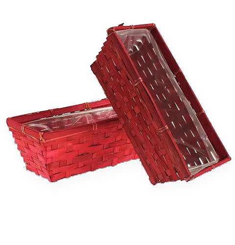 Floristik24 Chip basket set cuadrado rojo 25x12x9cm 10pcs