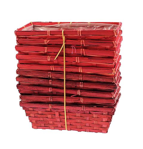Floristik24 Chip basket set cuadrado rojo 25x12x9cm 10pcs