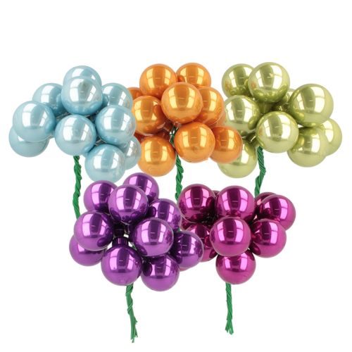 Mini adornos navideños en alambre, con bayas coloridas espejadas, 25 mm, 140 unidades.