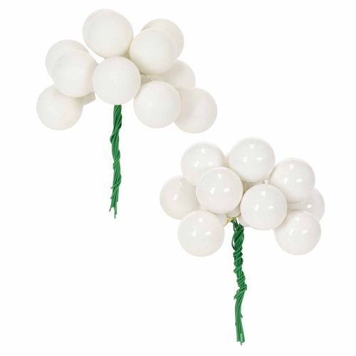 Mini bolas de cristal con forma de baya espejadas, montadas en alambre, blancas, 25 mm, 140 unidades comprar | Floristik24.es