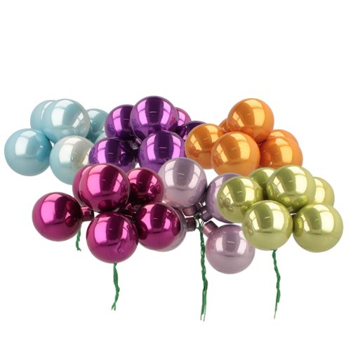 Mini adornos navideños en alambre, bayas espejadas, coloridos, 40 mm, 32 piezas