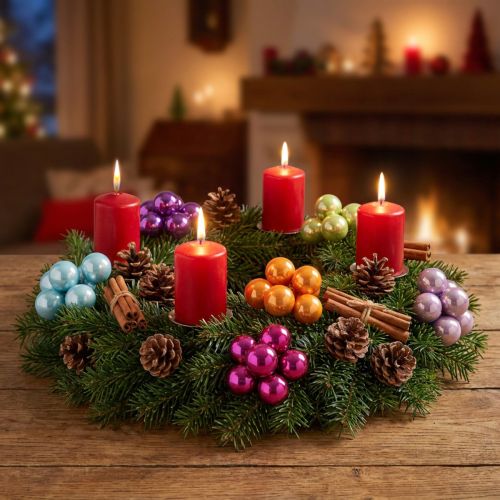 Mini adornos navideños en alambre, bayas espejadas, coloridos, 40 mm, 32 piezas | Floristik24.es