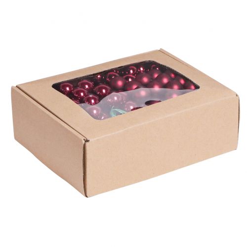 Artículo Bolas de cristal de alambre de bayas de espejo mezcla Burdeos Ø20mm 140 piezas