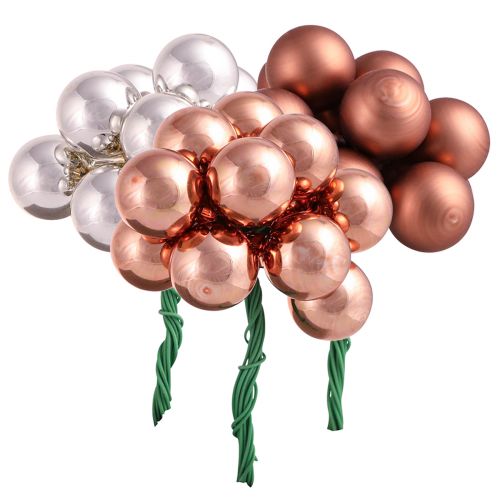 Floristik24 Espejo bayas cristal Navidad plata albaricoque Ø20mm 140 piezas