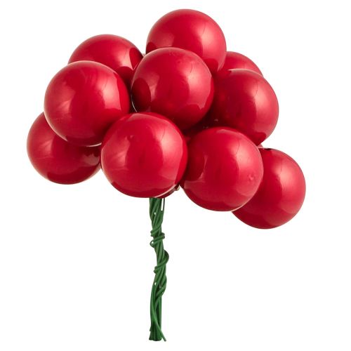 Bolas navideñas de cristal con bayas de espejo rojas Ø25mm 140 piezas