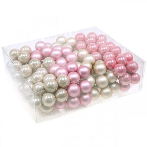 Floristik24 Mini bolas navideñas sobre alambre de vidrio Ø25mm rosa 140 piezas