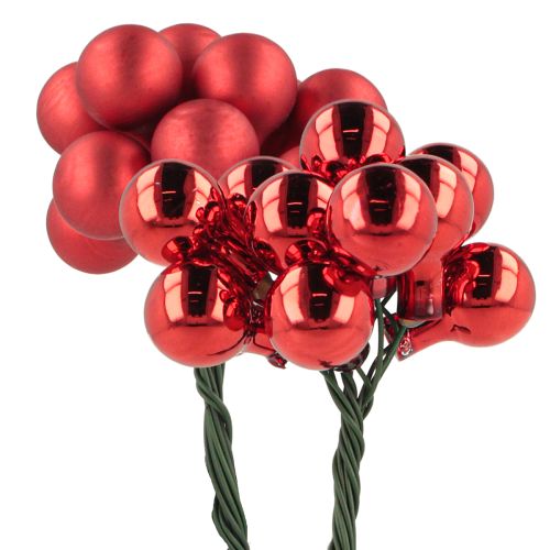Floristik24 Bayas de espejo rojo mate, brillante Ø1,5cm 140 piezas