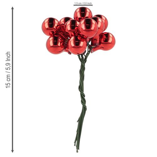 Artículo Espejo Bayas Rojo Mate, Brillo Ø1,5cm 140 uds