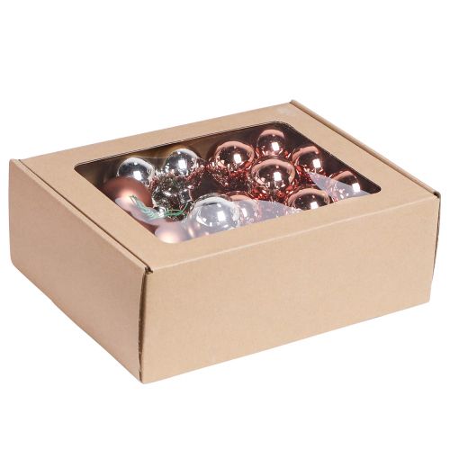 Artículo Espejo Bayas Navidad Cristal Albaricoque Plata Ø40mm 32 piezas