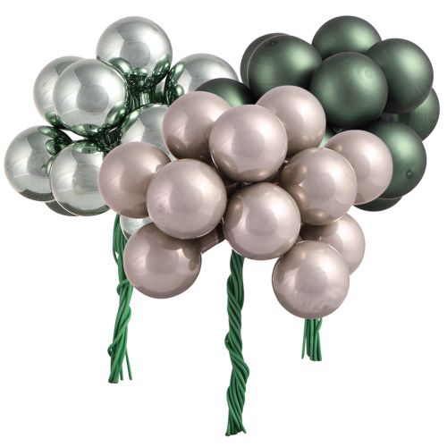 Floristik24 Bayas de espejo Navidad verde nácar gris Ø20mm 140 piezas