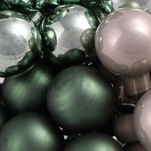 Floristik24 Bayas de espejo Navidad verde nácar gris Ø20mm 140 piezas