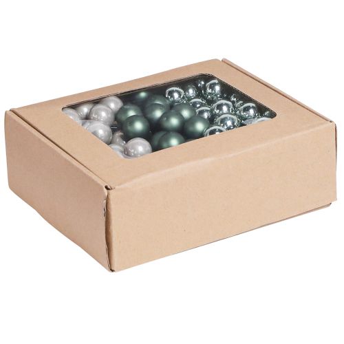 Floristik24 Bayas de espejo Navidad verde nácar gris Ø20mm 140 piezas