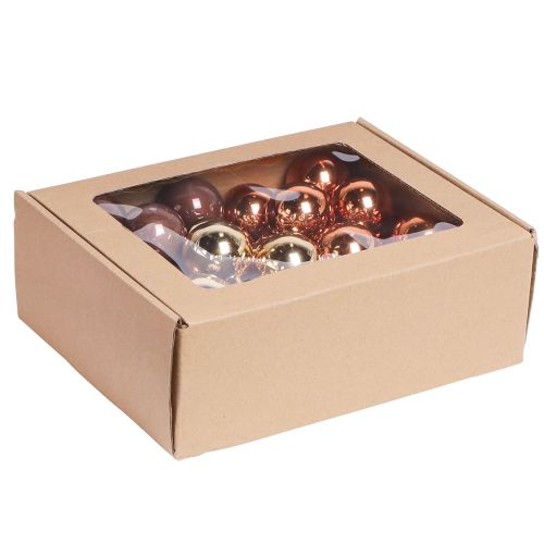 Artículo Bolas navideñas de bayas de espejo marrón dorado Ø40mm 32 piezas