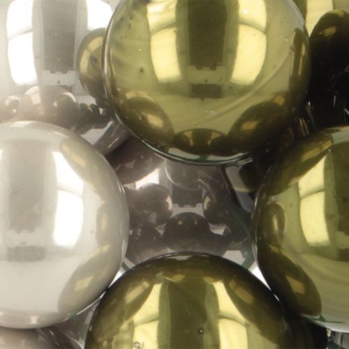 Artículo Adornos navideños con forma de bayas de espejo, color verde y plateado, diámetro 20 mm, 140 unidades