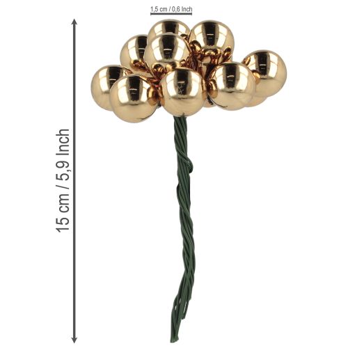 Artículo Bayas de espejo Ø1,5cm marrón-dorado 140 uds