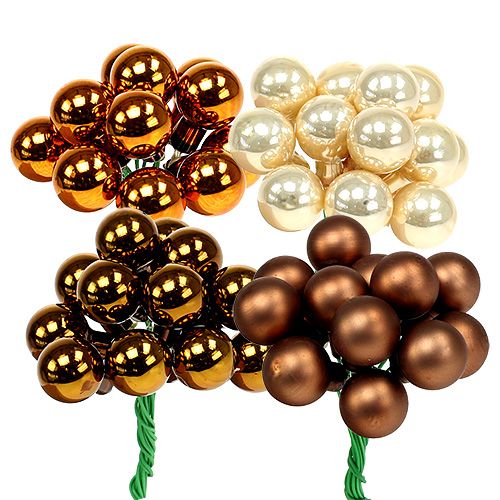 Floristik24 Bayas de espejo Ø1,5cm marrón-oro 140 piezas