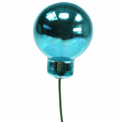 Floristik24 Decoración navideña espejo bayas cristal turquesa Ø2cm 144p