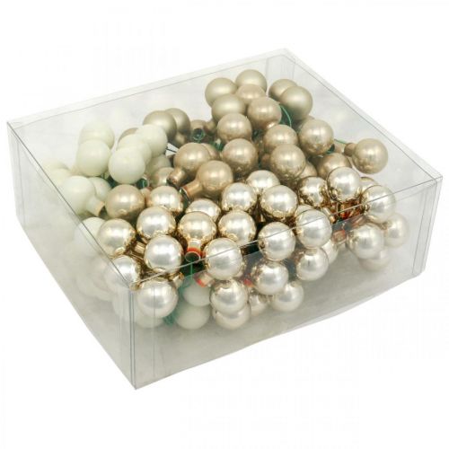 Artículo Mini bola navideña crema, bayas espejo beige Ø20mm 140 piezas