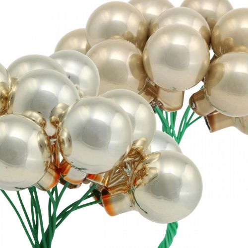 Artículo Mini bola navideña crema, bayas espejo beige Ø20mm 140 piezas