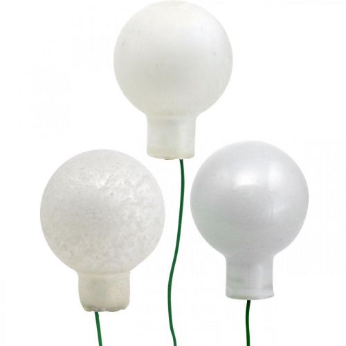 Floristik24 Mini bolas navideñas jaspeadas blancas surtidas espejo bayas Ø25mm 140 piezas