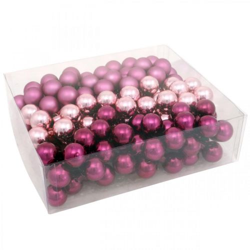 Floristik24 Mini bola navidad baya rosa espejo bayas cristal Ø25mm 140p
