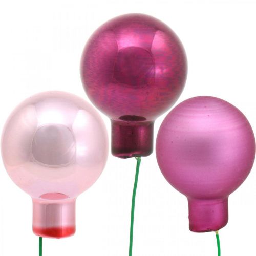 Floristik24 Mini Bola Navideña Vidrio Rosa Espejo Bayas Baya Ø20mm 140uds