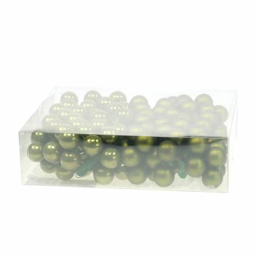 Floristik24 Decoración navideña espejo bayas verde Ø2,5cm 140p
