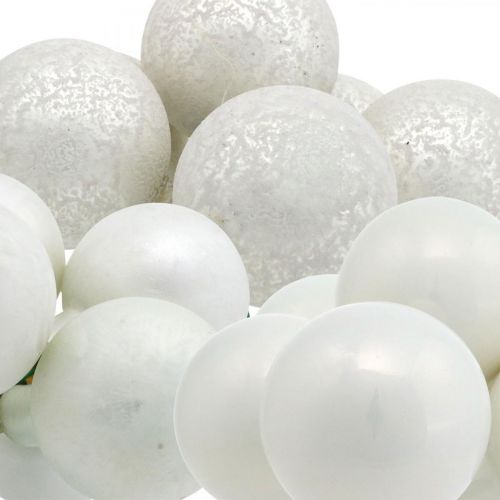 Floristik24 Mini bola navideña blanco espejo bayas cristal Ø40mm mix 32uds