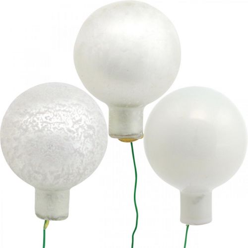 Floristik24 Mini bola navideña blanco espejo bayas cristal Ø40mm mix 32uds