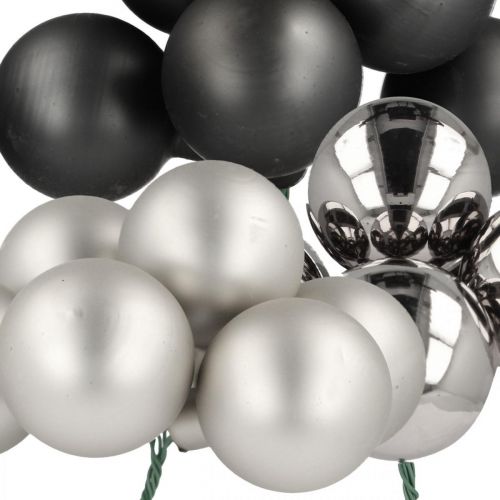 Artículo Mini bolas navideñas plata, vidrio antracita Ø40mm mezcla 32 piezas