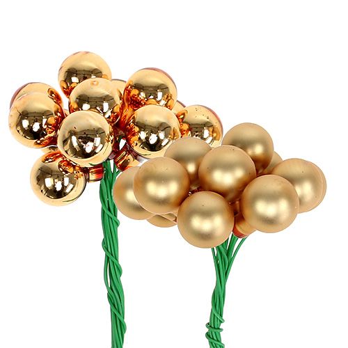 Artículo Bayas de espejo Ø1,5cm oro mate, brillante 140 piezas