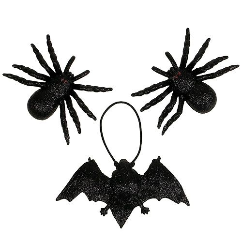Artículo Figuras de araña y murciélago negro 10 cm, 14 cm 3 piezas
