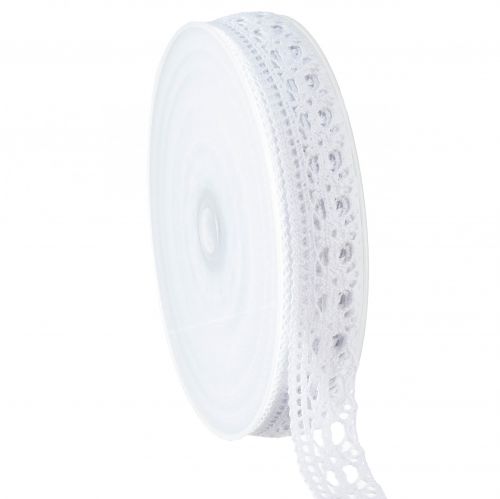 Floristik24 Cinta decorativa cinta de encaje blanco cinta decorativa encaje A25mm L20m