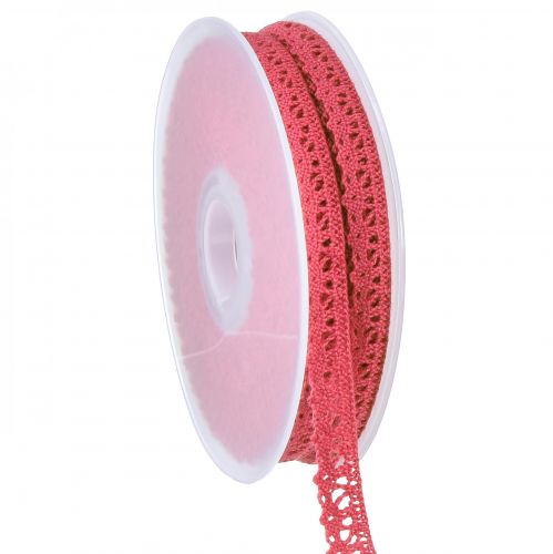 Floristik24 Cinta de encaje cinta decorativa rosa cinta decorativa encaje A12mm L20m