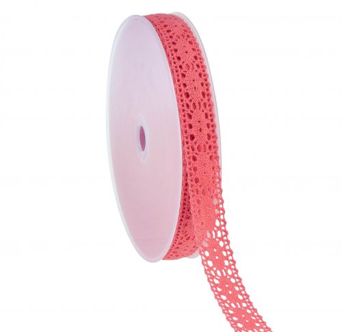 Floristik24 Cinta de encaje cinta decorativa cinta de regalo rosa W13mm L20m