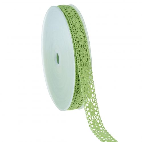 Floristik24 Cinta decorativa de encaje verde B13mm 20m