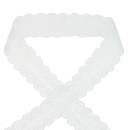 Cinta de encaje corazones cinta decorativa encaje blanco 25mm 15m