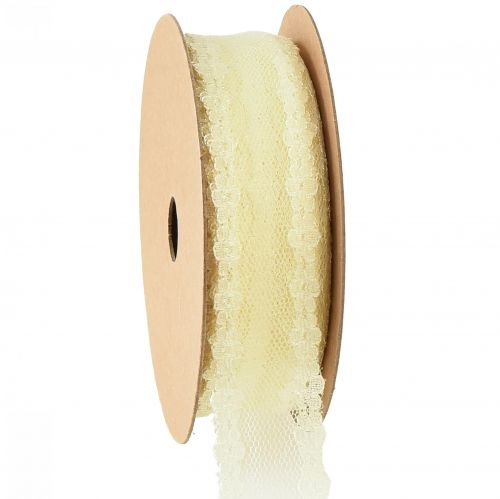 Artículo Cinta de encaje cinta de boda cinta decorativa encaje amarillo 20mm 20m