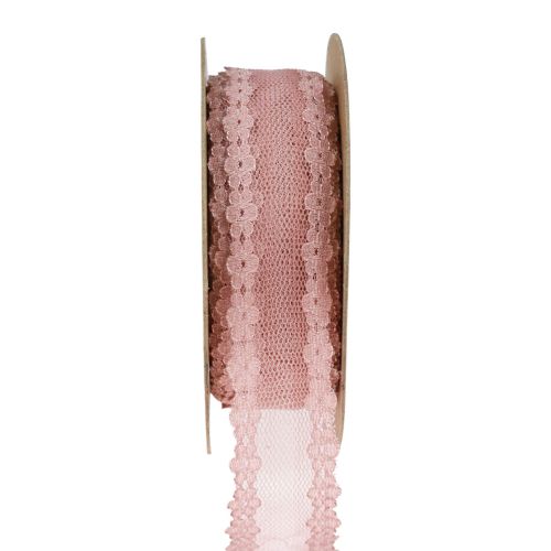 Floristik24 Cinta de encaje cinta de boda cinta encaje rosa viejo 20mm 20m