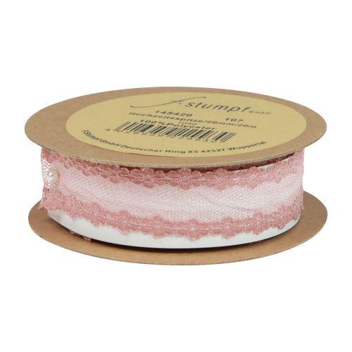 Artículo Cinta de encaje cinta de boda cinta encaje rosa viejo 20mm 20m