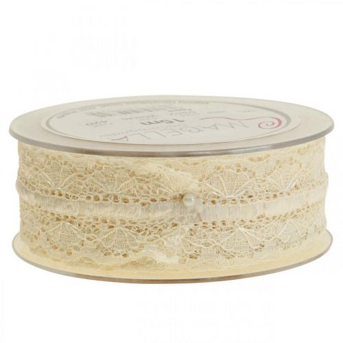 Artículo Cinta de encaje borde de encaje cinta decorativa encaje crema 25mm 15m