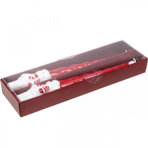 Artículo Vela cónica muñeco de nieve navidad rojo 26cm 2uds