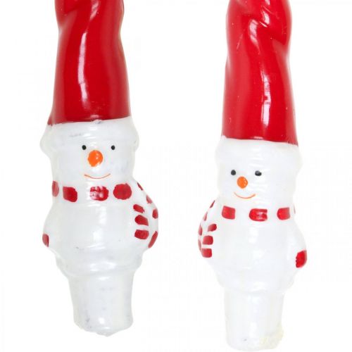 Artículo Vela cónica muñeco de nieve navidad rojo 26cm 2uds